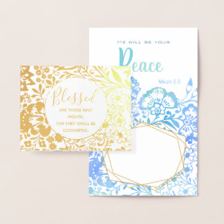 Gold Green Floral Religious Christian Sympathy Foil Card