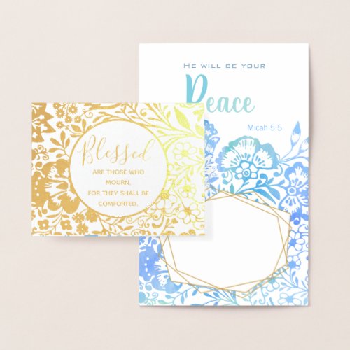 Gold Green Floral Religious Christian Sympathy Foil Card