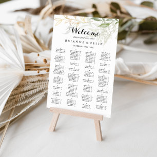 Gold Green Foliage Alphabetical Seating Chart