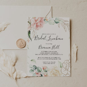 Gold Green Foliage Bridal Luncheon Bridal Shower Invitation