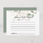 Gold Green Foliage Calligraphy Wedding Advice Card<br><div class="desc">This gold green foliage calligraphy wedding advice card is perfect for a modern wedding. This artistic design features hand-drawn watercolor gold and green foliage , inspiring natural beauty. These cards are perfect for a wedding, bridal shower, baby shower, graduation party & more. Personalize the cards with the names of the...</div>