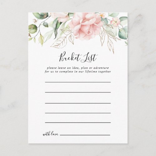 Gold Green Foliage Floral Bucket List Cards