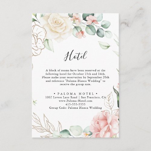 Gold Green Foliage Floral Hotel Enclosure Card