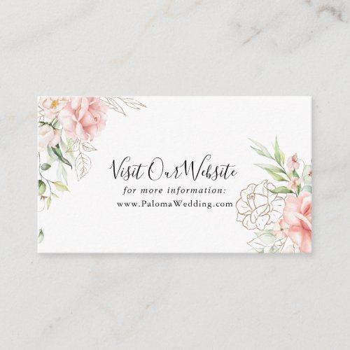 Gold Green Foliage Floral Wedding Website Enclosure Card