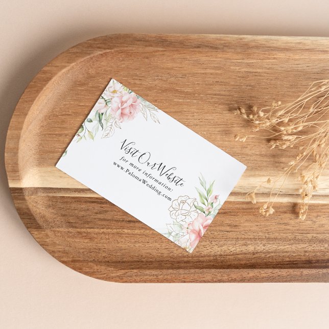 Gold Green Foliage Floral Wedding Website Enclosure Card (Creator Uploaded)