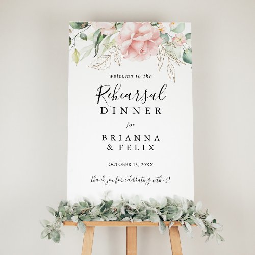 Gold Green Foliage Rehearsal Dinner Welcome Sign