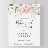 Gold Green Foliage Rehearsal Dinner Welcome Sign
