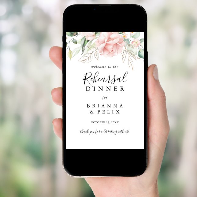 Gold Green Foliage Rehearsal Dinner Welcome Sign (Front Digital)