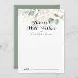 Gold Green Foliage Wedding Well Wishes  Advice Card<br><div class="desc">This gold green foliage wedding well wishes advice card is perfect for a rustic wedding. This artistic design features hand-drawn watercolor gold and green foliage , inspiring natural beauty. These cards are perfect for a wedding, bridal shower, baby shower, graduation party & more. Personalize the cards with the names of...</div>