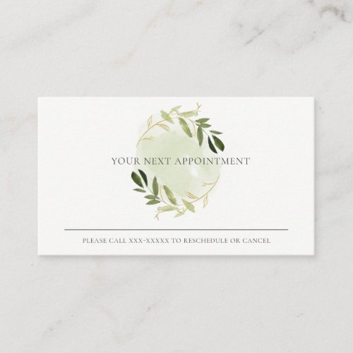 GOLD GREEN FOLIAGE WREATH PROFESSIONAL APPOINTMENT BUSINESS CARD