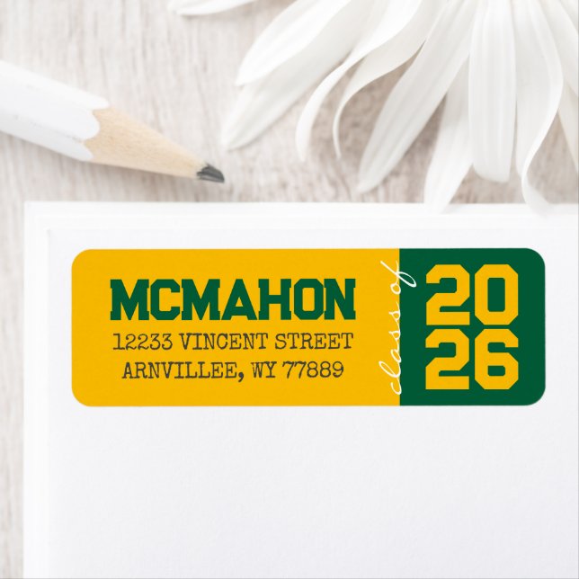 Gold & Green Graduation Return Address Labels (Insitu)