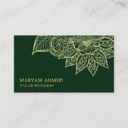 Gold Green Henna Mehndi Islamic Business Card at Zazzle