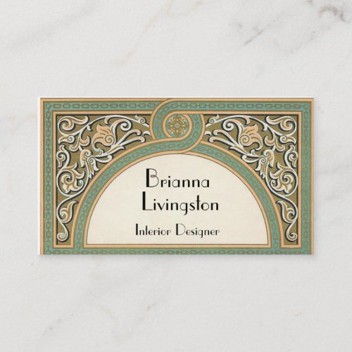 Gold Green Interior Designer Business Card