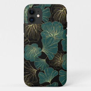 Gold green leaves  iPhone 11 case