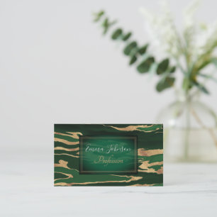 Gold Green Marble Abstract Painting Business Card