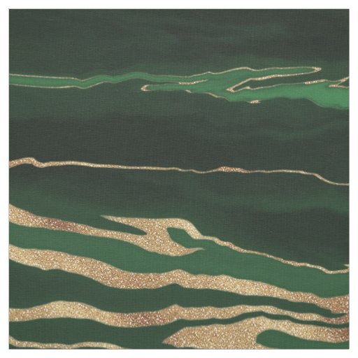 Gold Green Marble Abstract Painting Fabric