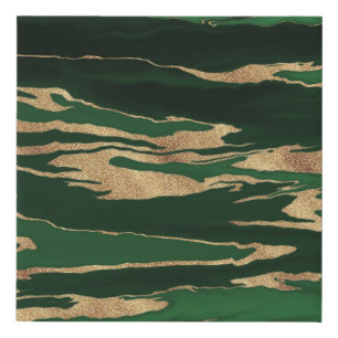Gold Green Marble Abstract Painting Faux Canvas Print