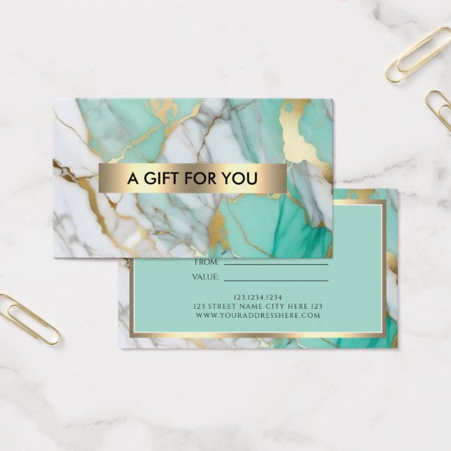 Gold Green Marble Elegant Gift Certificate (Office)