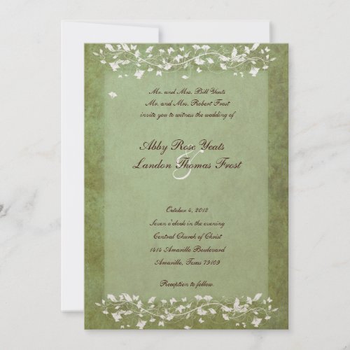 Gold Green Marbled Tree Wedding Invitation