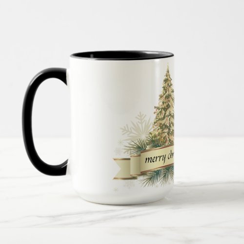 Gold Green Merry Christmas Tree Mug