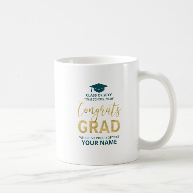 Gold & Green | Modern Graduation Custom Gift Coffee Mug (Right)