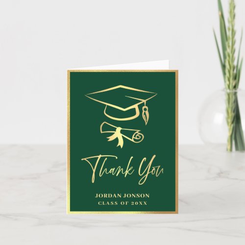 Gold Green Modern Graduation Thank You Card - Gold Green Modern Graduation Thank You Card.
For further customization, please click the "Customize" link and use our  tool to design this template. 
If you need help or matching items, please contact me.