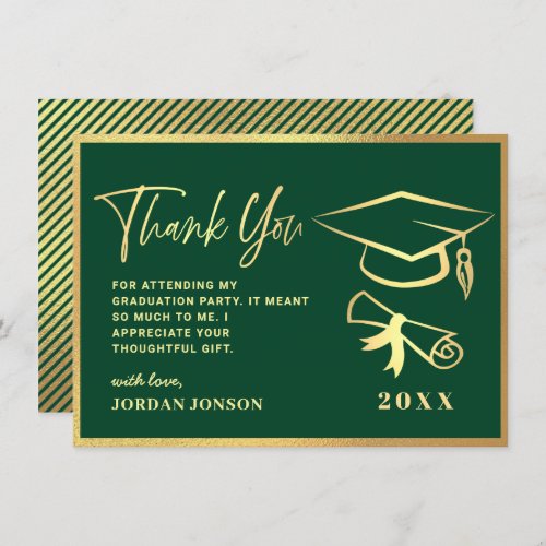 Gold Green Modern Graduation Thank You Card - Gold Green Modern Graduation Thank You Card.
For further customization, please click the "Customize" link and use our  tool to design this template. 
If you need help or matching items, please contact me.