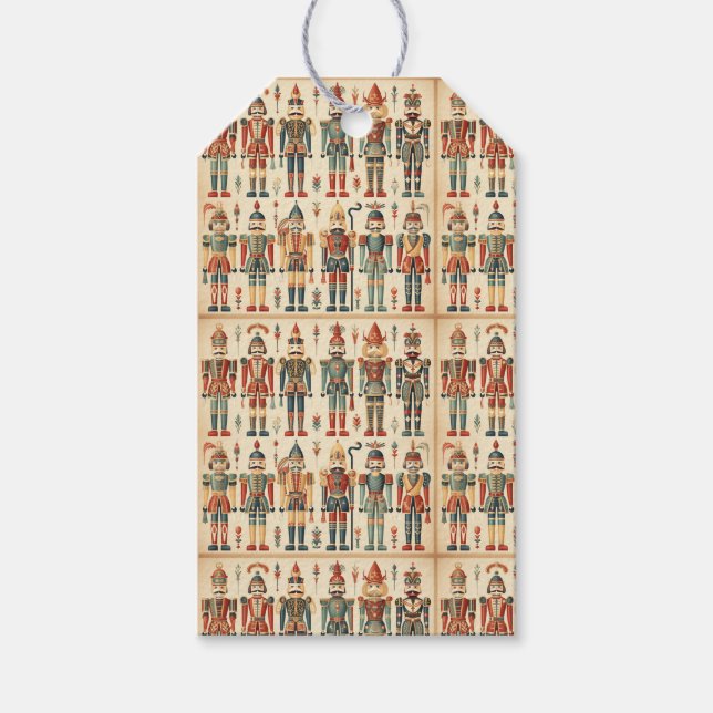Gold & Green Nutcracker Collage Gift Tags (Front)