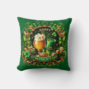 Gold & Green Ornate St. Patrick's Day Celebration Throw Pillow