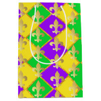 Gold Green Purple Mardi Gras Harlequin Pattern