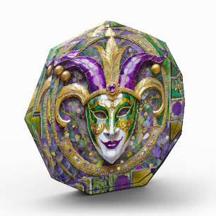Gold Green Purple Mardi Gras Jester Mask Photo Block