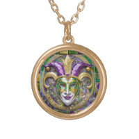 Gold Green Purple Mardi Gras Jester Mask