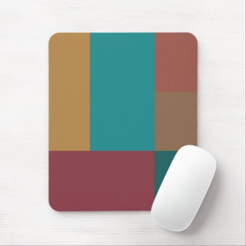 Gold Green Red Rust Turquoise Color Block Mouse Pad