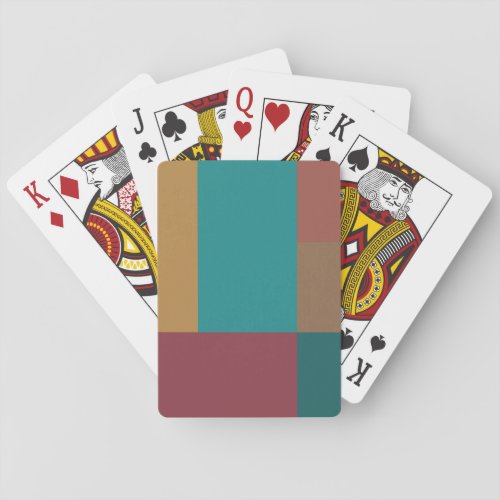 Gold Green Red Rust Turquoise Color Block Playing Cards
