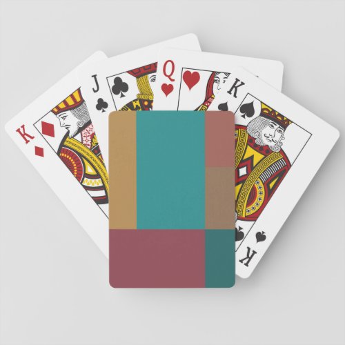 Gold Green Red Rust Turquoise Color Block Poker Cards