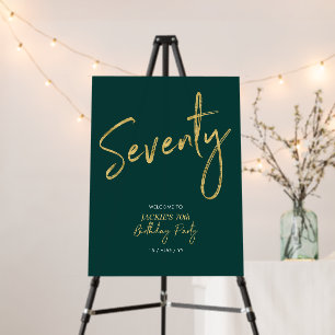 Gold & Green Seventy 70th Birthday Party Welcome Foam Board