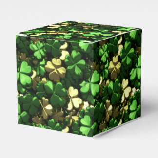 Gold Green Shamrocks Favor Boxes