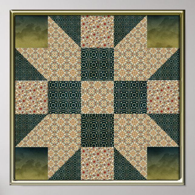 Gold & Green Star Patch Poster (Front)
