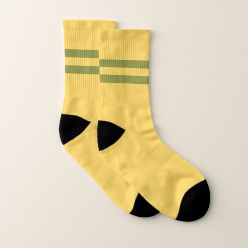 Gold Green Stripes Trending Colors Socks
