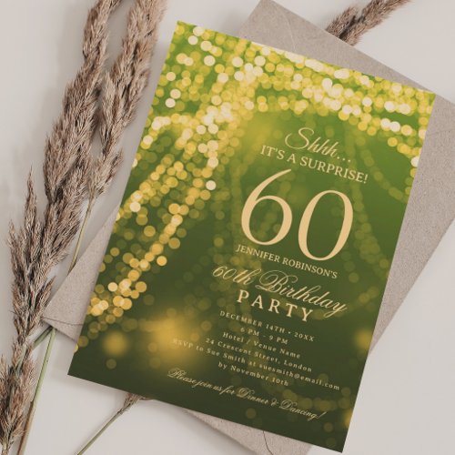 Gold Green | Surprise 60th Birthday Party  Invitation