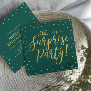 Gold & Green   Surprise 60th Birthday Party Invitation