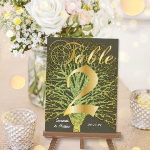 Gold Green Swirly Tree Table Number 2