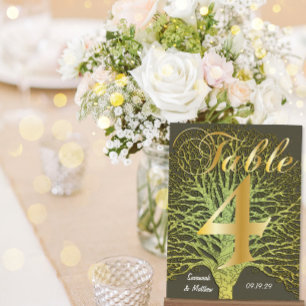 Gold Green Swirly Tree Table Number 4