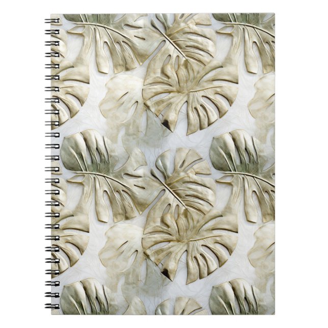 Gold Green Tropical Leaves Notebook (Front)