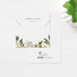 Gold Green Tropical Leaves Social Media Necklace