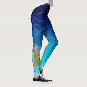 Gold & Green Water Dragon Leggings
