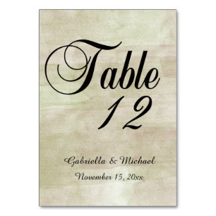 Gold Green Watercolor Table Number