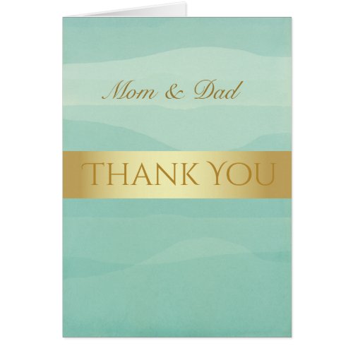 Gold Green Wedding Thank You Card