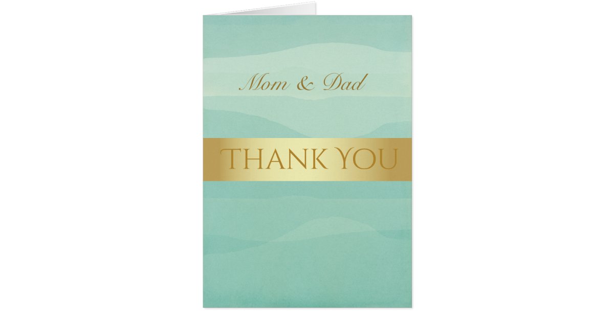 Gold Green Wedding Thank You Card | Zazzle