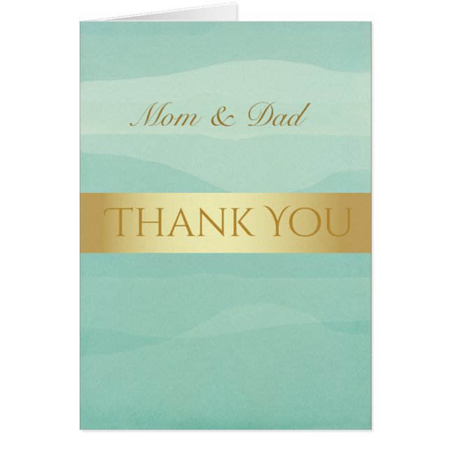 Gold Green Wedding Thank You Card (Front)